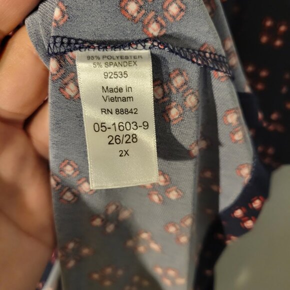 Woman Within Navy Laced Neck Dress Size 2x three quarter sleeve - Picture 4 of 5